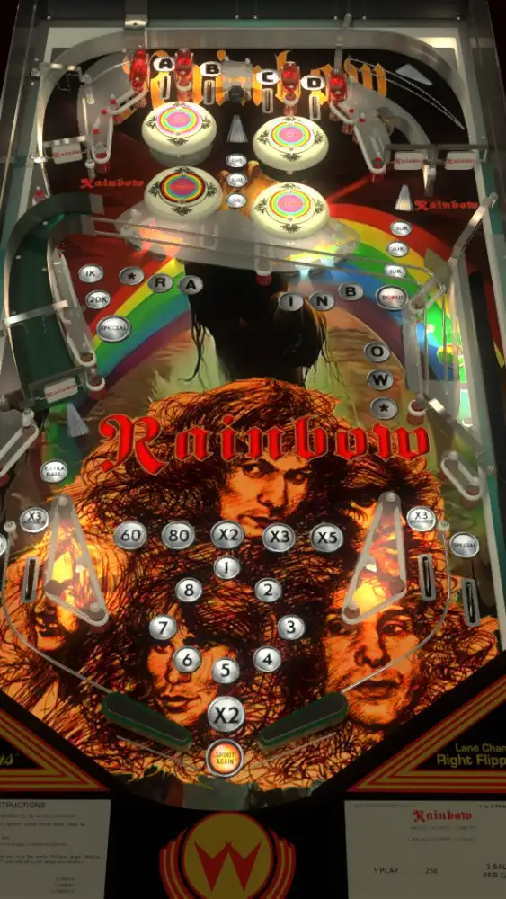 Rainbow virtual pinball table