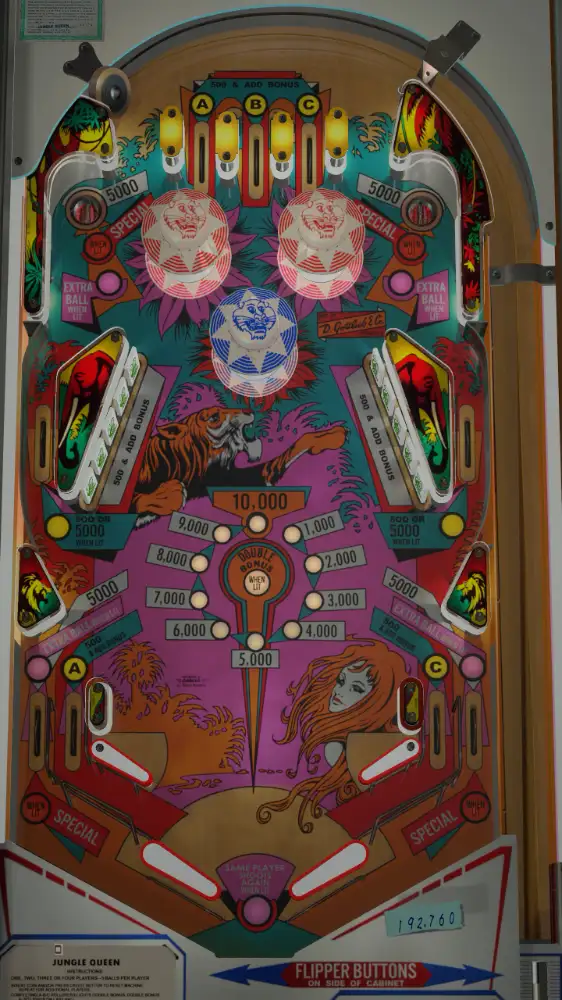 Jungle Queen virtual pinball table