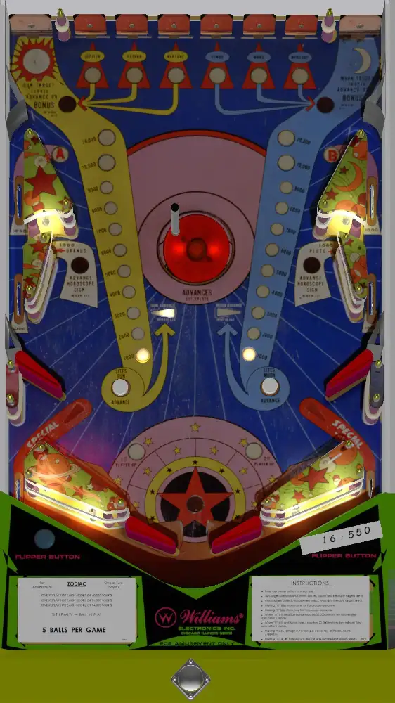 Zodiac virtual pinball table