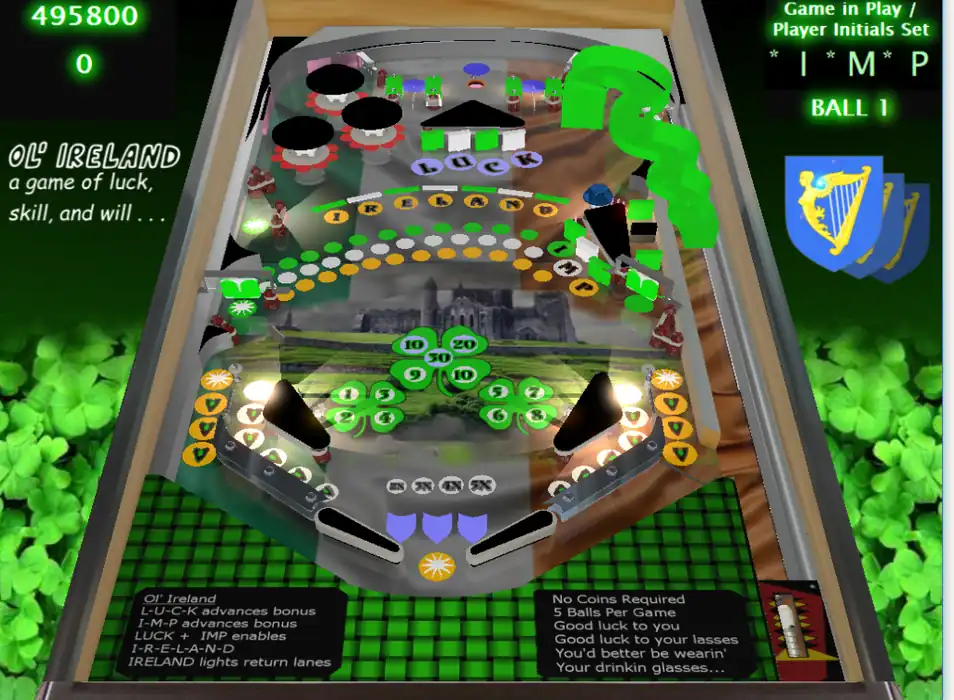 Ol’ Ireland virtual pinball table
