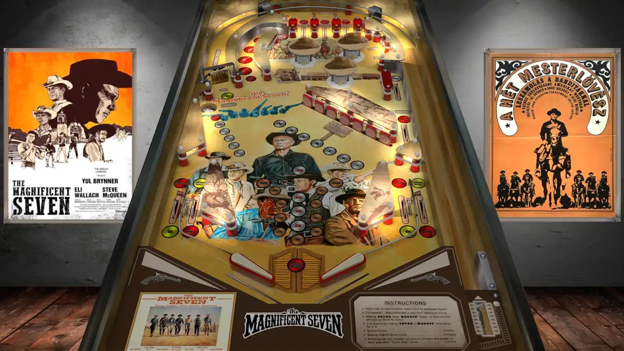 The Magnificent Seven virtual pinball table