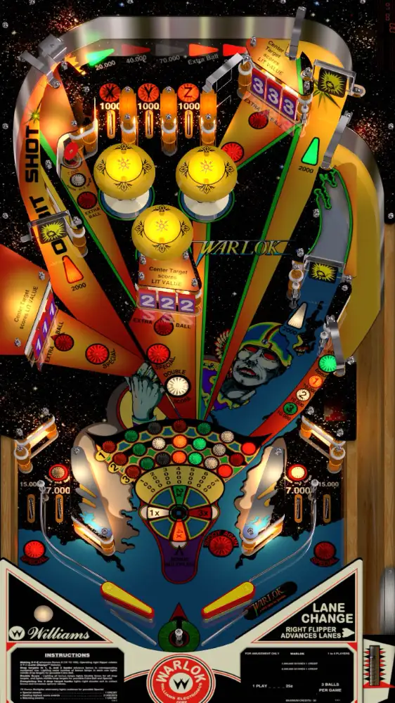Warlok virtual pinball table
