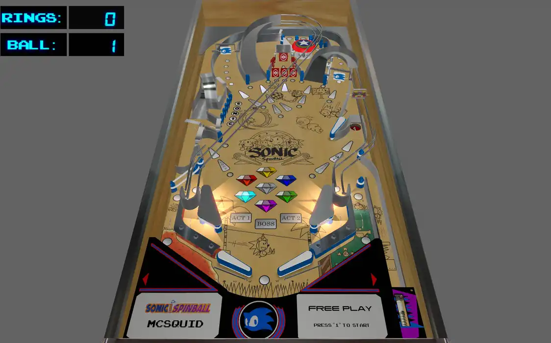 Sonic the Hedgehog Spinball virtual pinball table