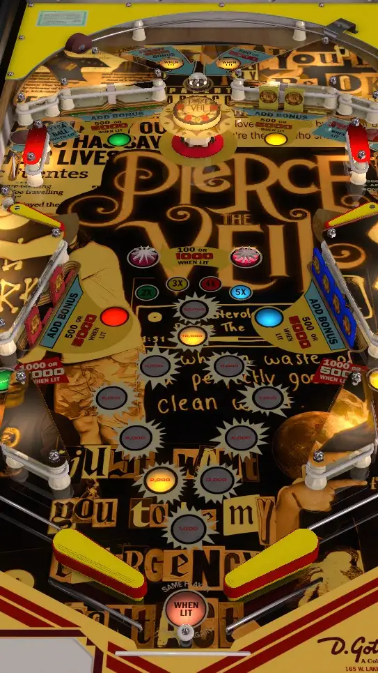 Pierce The Veil virtual pinball table