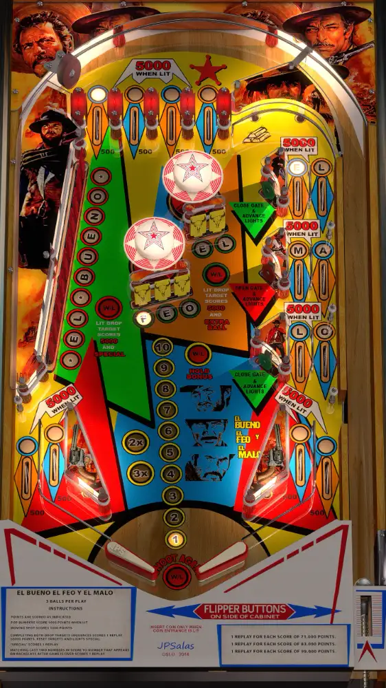 El Bueno el Feo y el Malo virtual pinball table