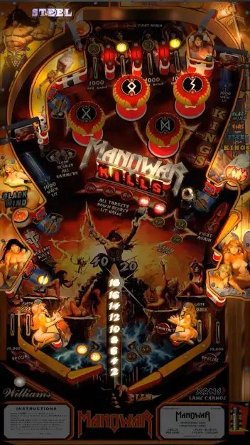 Manowar virtual pinball table