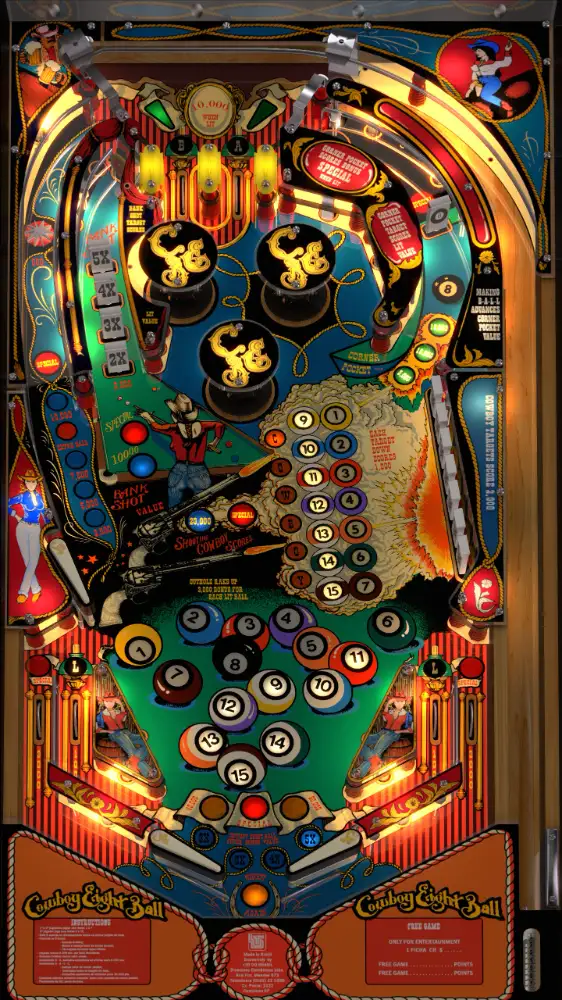 Cowboy Eight Ball virtual pinball table