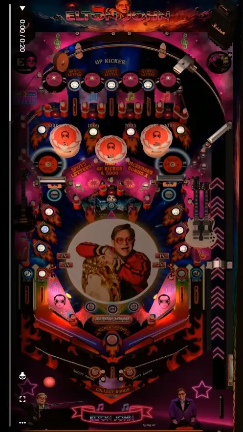 Elton John virtual pinball table