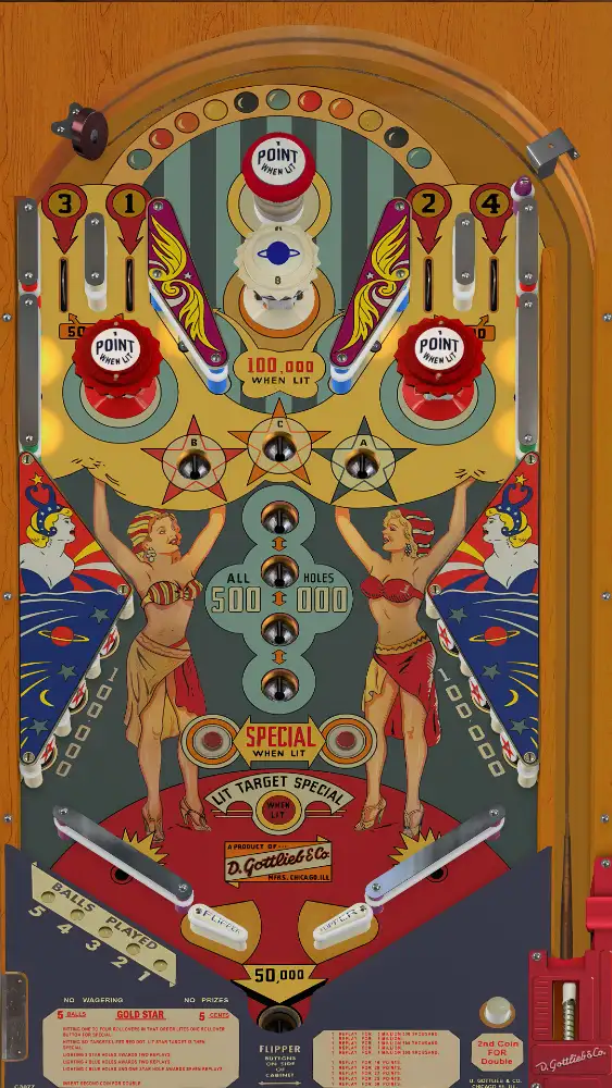 Gold Star virtual pinball table