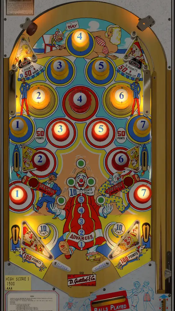 Gigi virtual pinball table