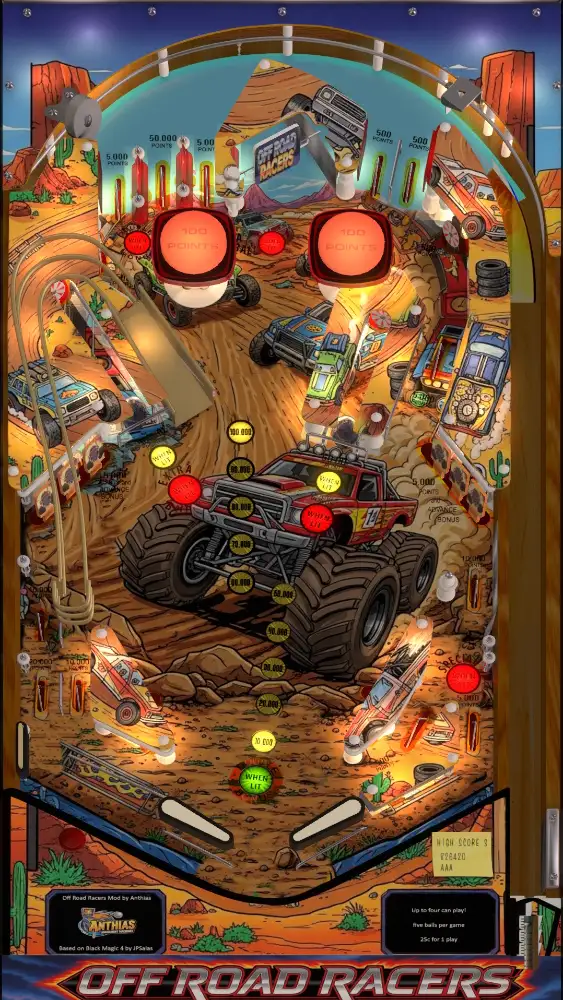 Off Road Racers virtual pinball table
