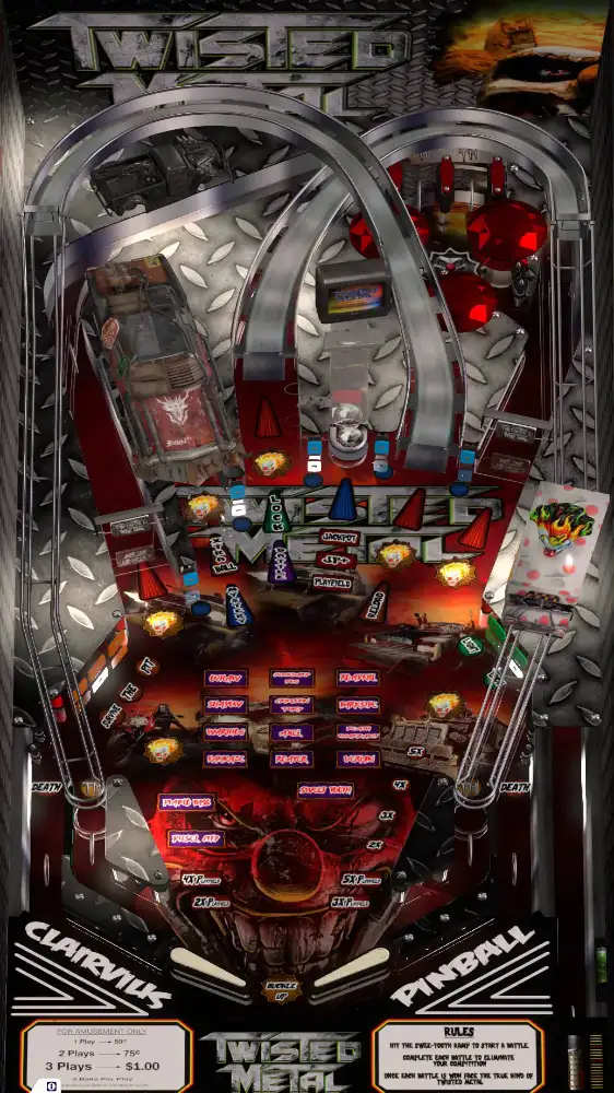 Twisted Metal virtual pinball table