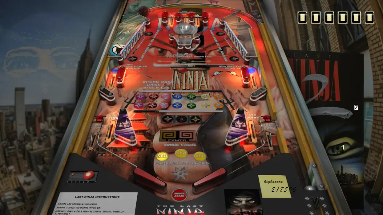 The Last Ninja virtual pinball table