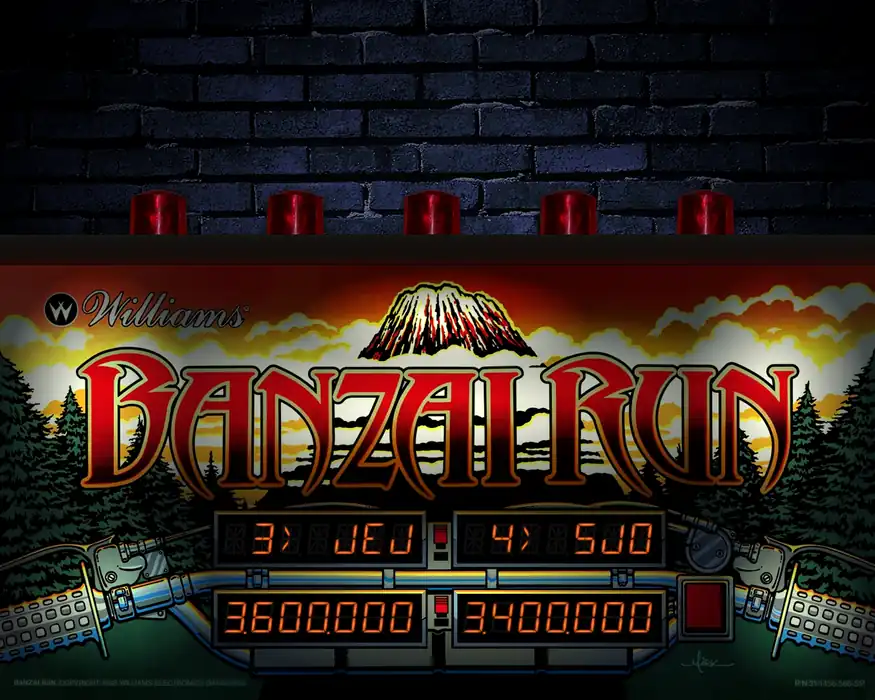 Banzai Run virtual pinball table