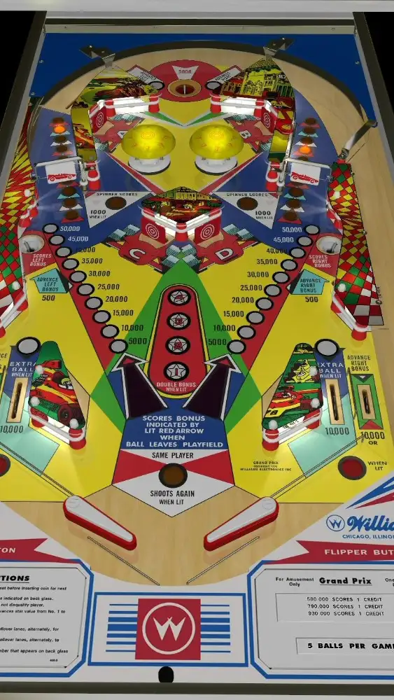 Grand Prix virtual pinball table