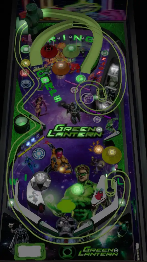 Green Lantern virtual pinball table
