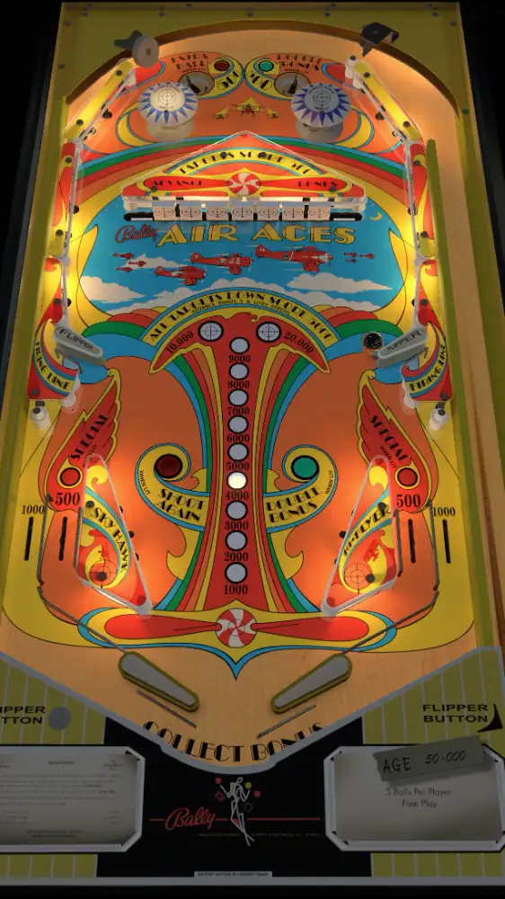 Air Aces virtual pinball table
