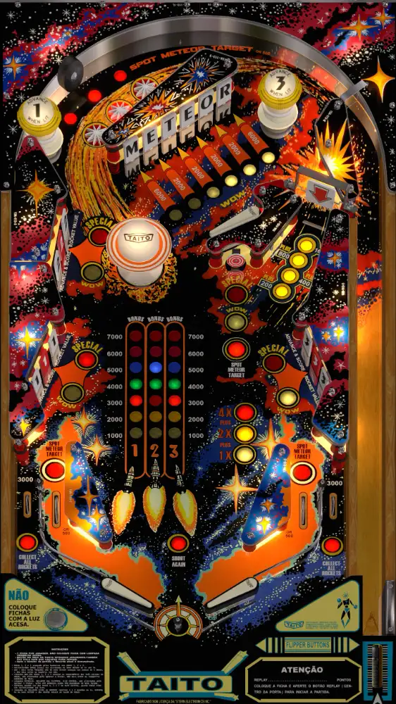 Meteor virtual pinball table