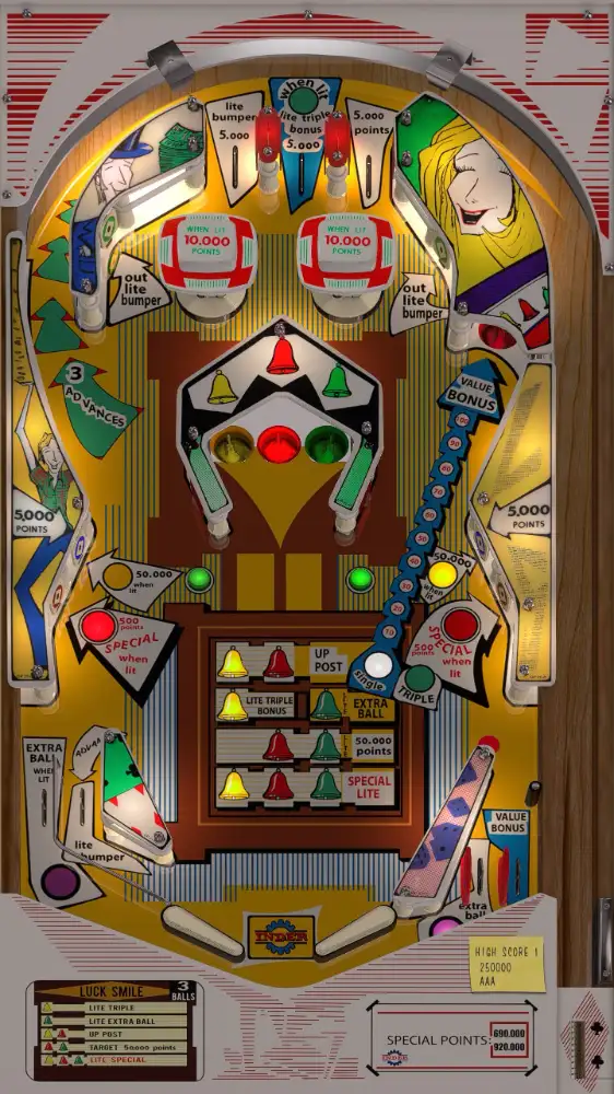 Luck Smile virtual pinball table