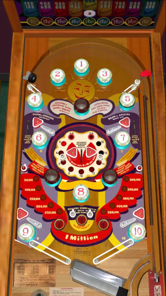 Sunny virtual pinball table
