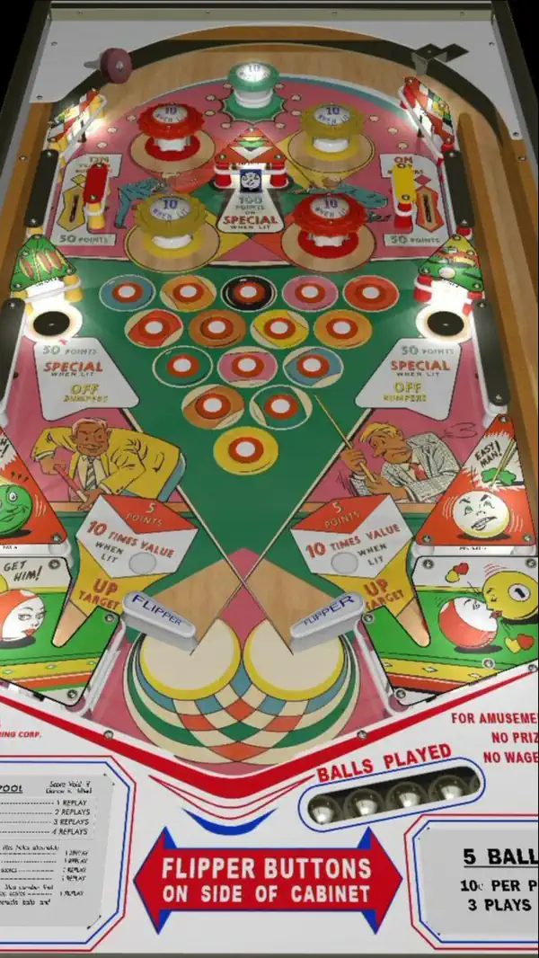 Skill Pool virtual pinball table