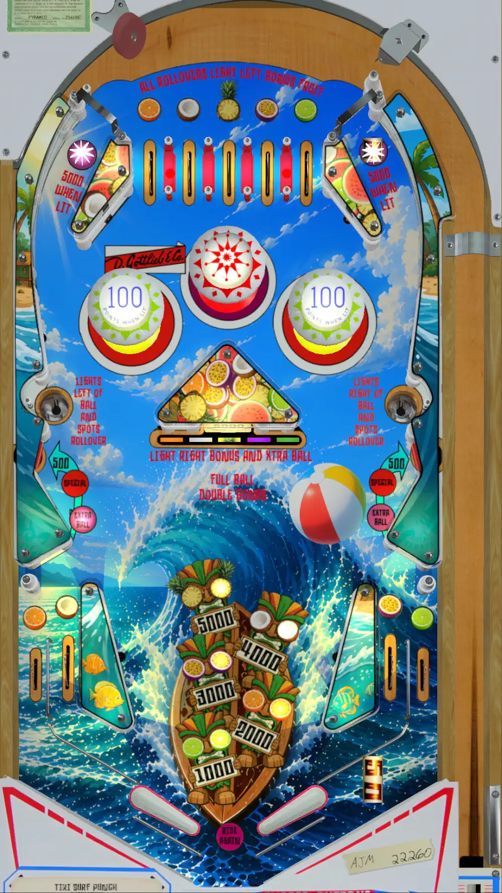 TikiSurfPunch virtual pinball table